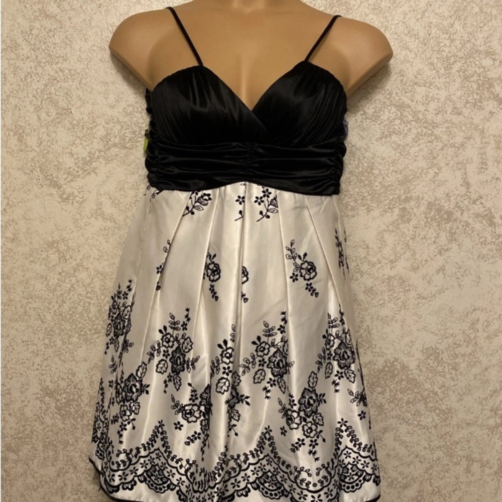 My Michelle Black Velvet and White Floral Formal Dress